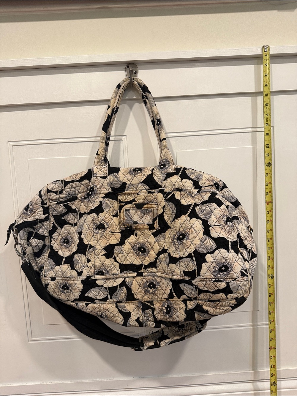 Vera Bradley Black & Cream Floral Quilted Travel Tote